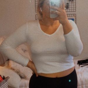 Cropped long sleeve vneck